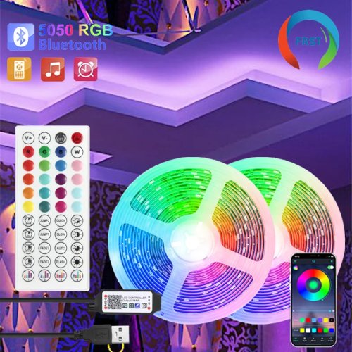 Đèn LED dây RGB 5050 có Bluetooth — băng LED neon linh hoạt cho đèn nền TV/PC và trang trí, dài 10 / 15 / 20 / 30 m