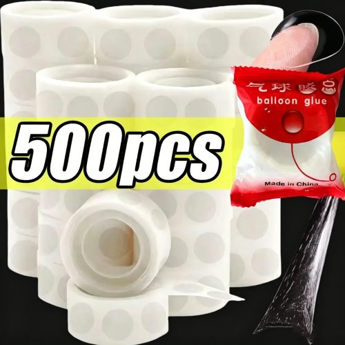 Pontos de cola para balões 100–500 un., dupla face transparente — forte aderência, removível sem resíduos para arcos, decoração de parede, casamentos e aniversários