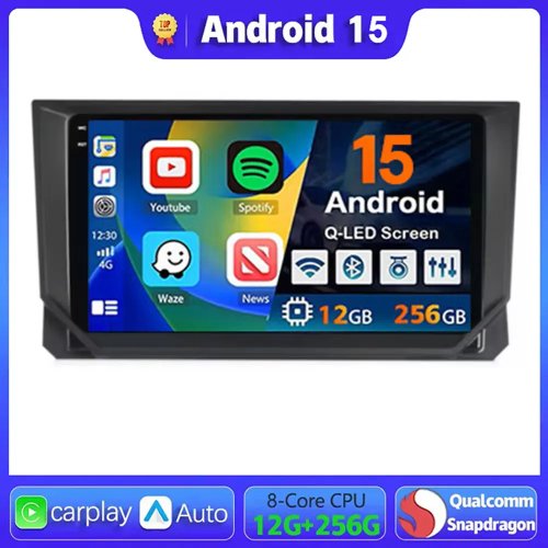 Autoradio Android 15 per SEAT Ibiza 2017-2020 — CarPlay, navigazione GPS, lettore multimediale, Wi‑Fi + 4G, Bluetooth