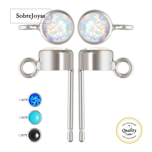 925 Sterling Silber Ohrsteckerfassung mit Öse, 4 mm (Bezel) für synthetische Steine – Schmuckzubehör Großhandel