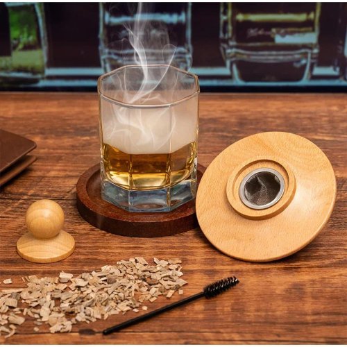 Bộ hun khói cocktail bằng gỗ cho whisky – dụng cụ bar kèm lọc và hộp quà