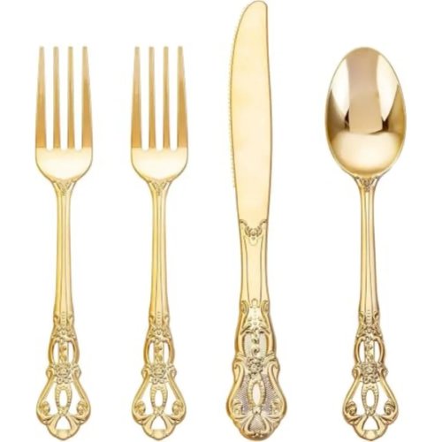 Elegant heavy-duty disposable plastic cutlery set — 20 forks, 10 spoons, 10 knives (40 pcs)
