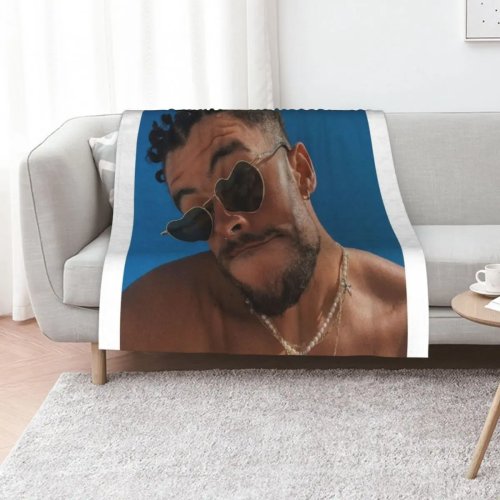 Bad Bunny throw blanket — foldable, soft & warm, ideal for outdoor use