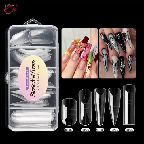 Moules à ongles doubles 60/75 pcs — Formes pour extension gel/acrylique couvrante, outil manucure