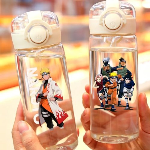 Butelka na wodę Naruto 400 ml z rurką — butelka sportowa, nadruk anime, przenośna, prezent na urodziny