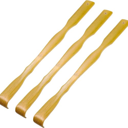 Pack de 3 raspadores de costas em bambu — Cabo extra longo 46,5 cm (18,3 in), Massageador de costas, Presente ideal para homem e mulher