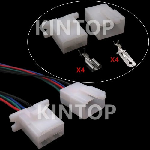 Set 1x 4-pins A/C kabelboom stekker met contacten (6120-2043) — kunststof behuizing, niet-afgedicht, met draden