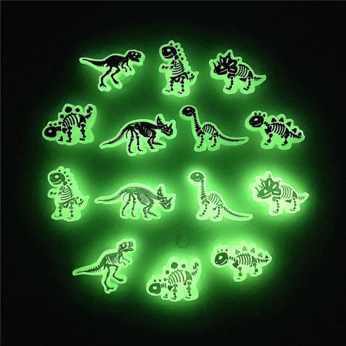 Set 7/14 charms per scarpe dinosauro fluorescente in PVC – impermeabili e staccabili per zoccoli/Crocs, borse e braccialetti. Regalo bambini