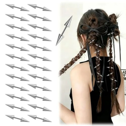 Lot de 25 pinces cheveux gothiques en métal à pics pour femme — accessoires cheveux punk/Emo style Y2K grunge