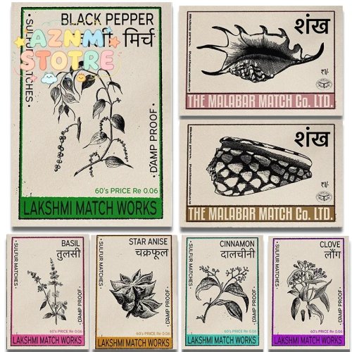 بوسترات سفر عتيقة من الهند - لوحات قماشية بنمط صندوق أعواد الثقاب "Indian Spices"، ديكور حائطي ريترو للمنزل