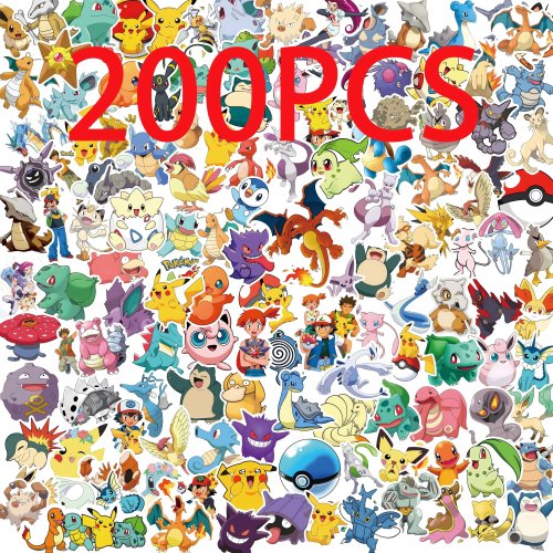 Stickers Pokémon Pikachu 50/100/200 pza – Pegatinas kawaii para laptop, maleta, skateboard, guitarra, celular – Regalo para niños