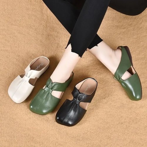 Chaussures femme été, semelle souple, bout fermé, slip-on plat style « mom » — confortables pour l'extérieur et le quotidien