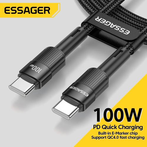 Kabel USB-C do USB-C Essager 100W PD szybkie ładowanie do MacBook, Samsung, Xiaomi