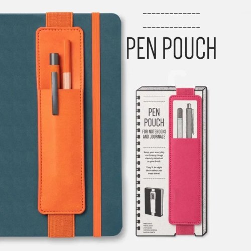 Tempat pensil kulit PU dengan karet pengikat — model buku untuk alat tulis sekolah & kantor
