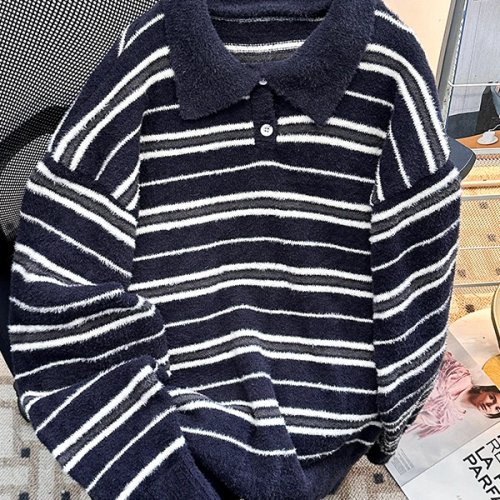 Jersey de punto para hombre, invierno, estilo americano, contraste de color, moda — jersey a juego para pareja