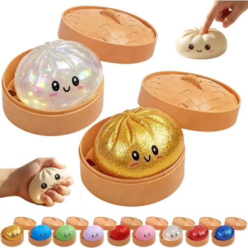 Bola antiestrés tipo dumpling – squishy de rebote lento, suave, juguete para apretar y decoración de escritorio, regalo para niños y adultos
