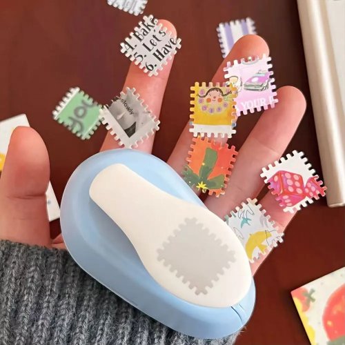 Sello de repujado monobloque y perforador para cuadernos — herramienta creativa para manualidades y scrapbooking