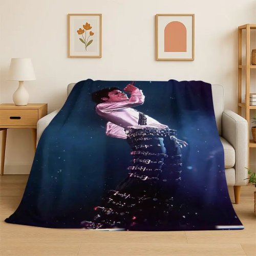 Manta de felpa suave Michael Jackson 'King of Pop' retro, acogedora para cama, sofá, salón y viajes, niños