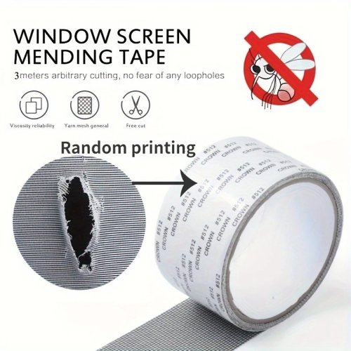 Cinta reparación mosquitera 3 m — Autoadhesiva e impermeable para mallas de ventana y puerta