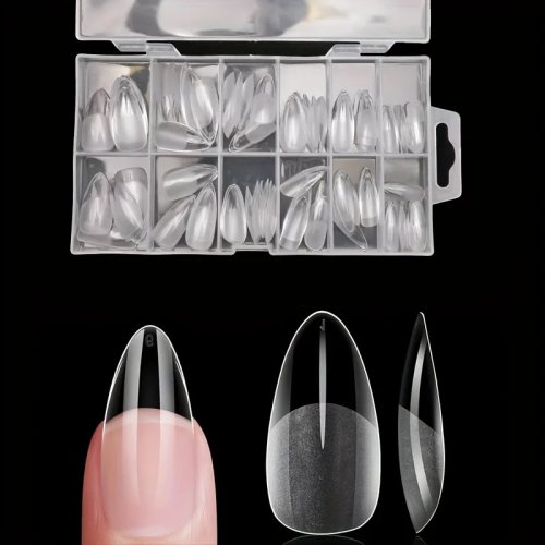 120 Unid. Tips de Unhas Full Cover – Stiletto/Amêndoa/Quadrada/Coffin, estilo French, cápsulas de extensão gel removíveis (soak-off)