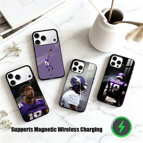 جراب Justin Jefferson لهواتف iPhone 11–17 (Plus/Pro) - متوافق مع MagSafe (الشحن اللاسلكي المغناطيسي)