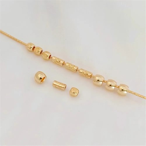 Perlas espaciadoras bañadas en oro 14K, cuentas tubulares y de gran agujero para pulseras y collares DIY