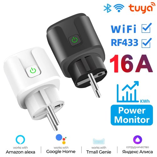 Розетка розумна EU 16A/20A AC100–240V Wi‑Fi, голосове керування Alexa і Google Home, сумісна з Tuya/Smart Life