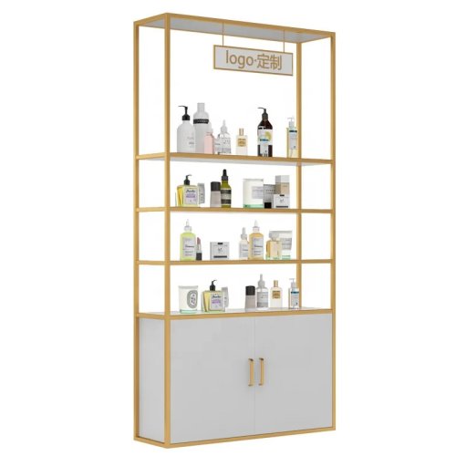 Scaffale da pavimento a soffitto multistrato per cosmetici — espositore/armadio salone regolabile