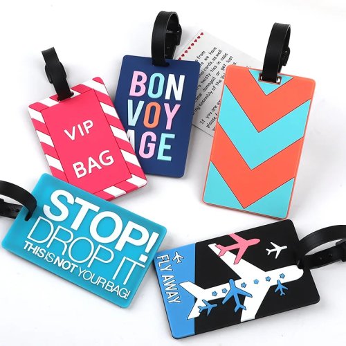 Tag koper PVC motif kartun 1 buah – label nama/alamat untuk koper saat liburan