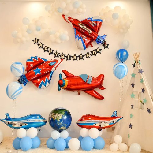 Folieballon vliegtuig – opblaasbare vliegtuigballon voor feestdecoratie, verjaardag en babyshower