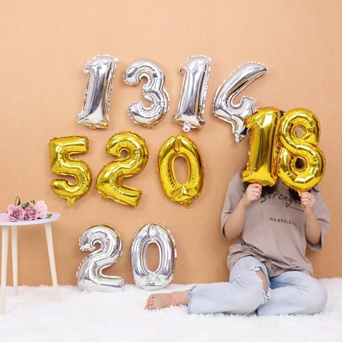 Złoty balon foliowy w kształcie cyfry 102 cm (≈40 in) – cyfry 0–9, dekoracja na urodziny i rocznicę