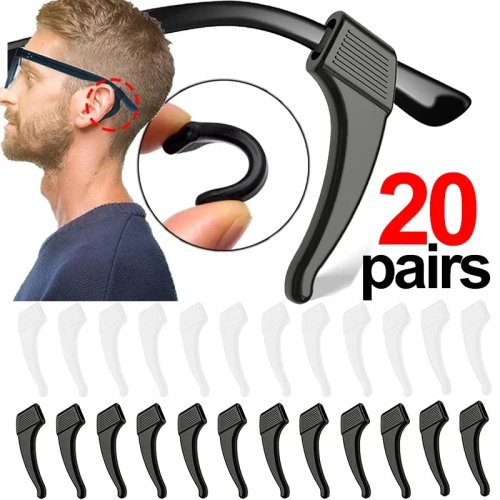 Ganchos de silicona para gafas - fundas antideslizantes para varillas, sujeción anti-caída, pack de 2 o 40 unidades