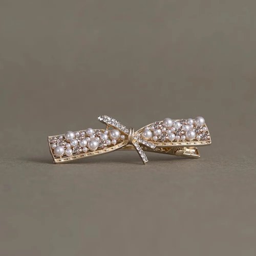 Fermaglio per capelli fiocco in stile francese, robusto e vintage — barrette laterale, clip a becco d'anatra stile fiaba