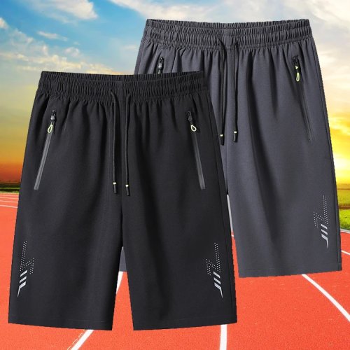 メンズ夏用スポーツショートパンツ — ランニング・ジム・トレーニング用、カジュアル、ブラック/グレー