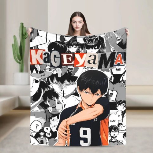 Coperta in flanella Haikyuu (anime) — morbidissima, traspirante e stampata, per letto e auto