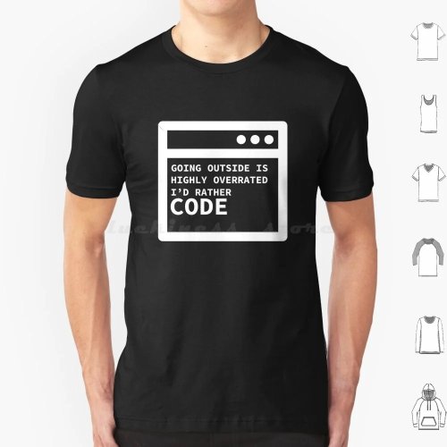 T-shirt coton unisexe imprimé «Sortir, c'est surcoté — Je préfère coder»