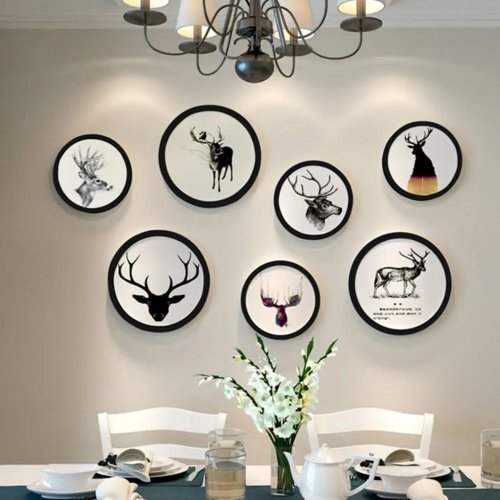 Wooden round wall photo frame — circular hanging picture frame, DIY wall-mounted photo holder, creative gift
