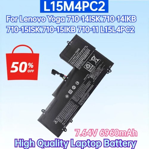 Batteria sostitutiva L15M4PC2 7,64V 6960mAh per Lenovo Yoga 710-14ISK/710-14IKB/710-15ISK/710-15IKB/710-11 (L15L4PC2)