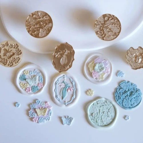 Cabezales intercambiables para sello de cera mini – mariposa y copo de nieve, estilo retro para manualidades