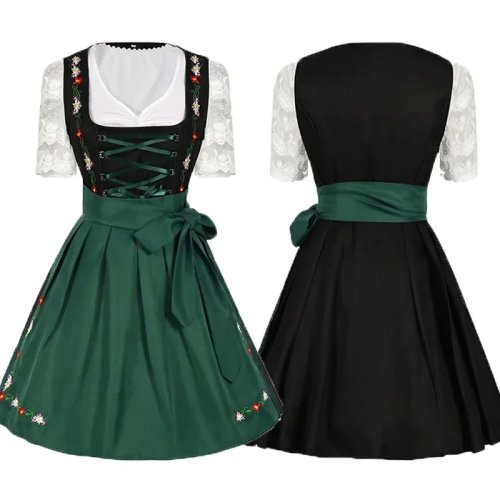 Fato Dirndl Oktoberfest para senhora – Vestido bávaro tradicional para festa, Halloween e cosplay