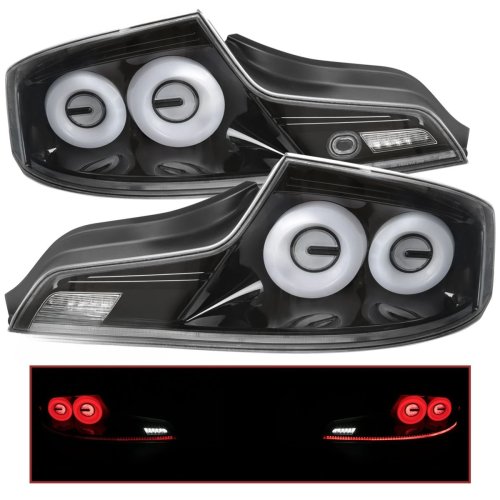 ไฟท้าย LED สี Jet Black สำหรับ Infiniti G35 Coupe 2003–2007 พร้อมไฟเลี้ยวแบบเรียง