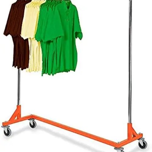 Commercial-grade rolling Z rack with nesting orange base
