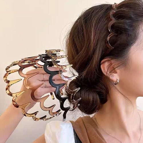 Diadema‑peineta en U estilo coreano para mujer — plástico antideslizante con dientes, aporta volumen en la parte superior