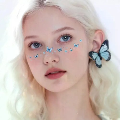 12 feuilles d'autocollants taches de rousseur motif papillon – tatouages temporaires de taches de rousseur pour le visage