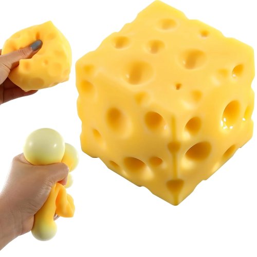 Jouet anti-stress «fromage» carré — jouet sensoriel à extrusion, souple à rebond rapide, ne se déforme pas, couleurs et modèles aléatoires, cadeau de Noël idéal