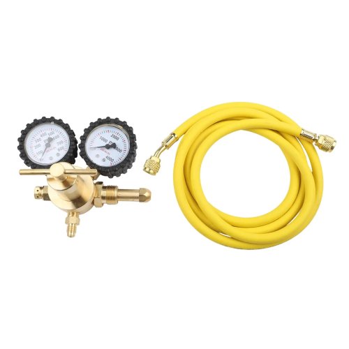 Regolatore di pressione per azoto industriale in ottone con tubo da 2 m, manometro integrato e raccordi personalizzabili
