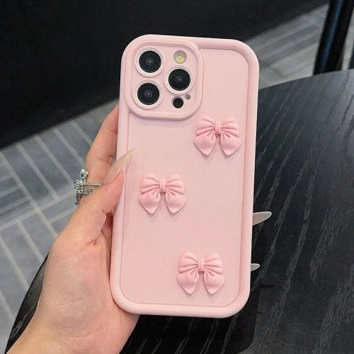 Capa para iPhone compatível com iPhone 15/16/14/13/12/11 Pro Max, XS/XR/X/8/7 Plus, SE – silicone macio rosa, borboleta 3D, anti-impacto