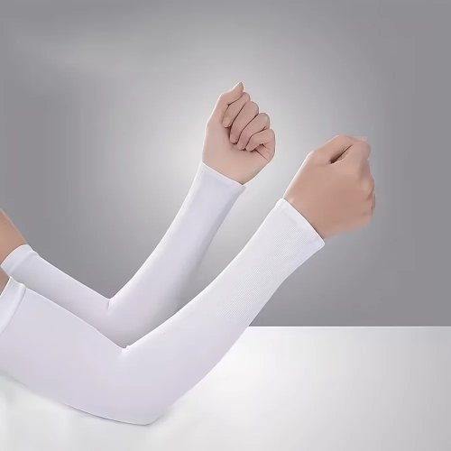 여성용 1쌍 아이스실크 쿨 팔토시 - 블랙/화이트/그레이, UV 차단, 자전거·해변용