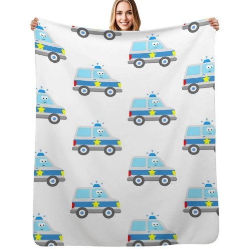 Cobija infantil Coche de Policía — Manta de microfibra suave para bebés y niños, diseño patrulla, para cama y paseo