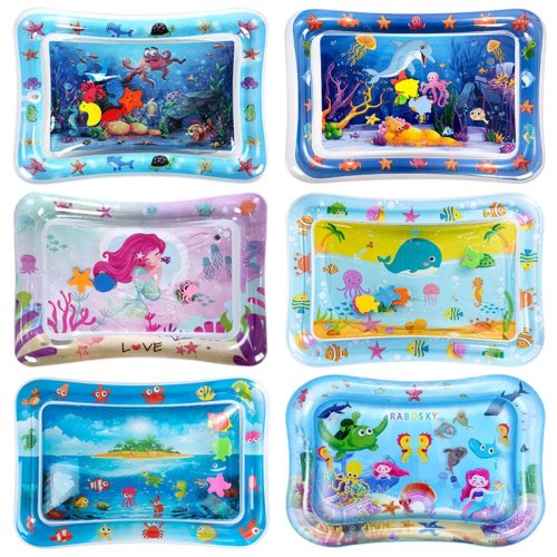 Tappeto gioco ad acqua gonfiabile per neonati, cuscino Tummy Time in PVC — tappetino sensoriale per neonati e bimbi, giocattolo per lo sviluppo